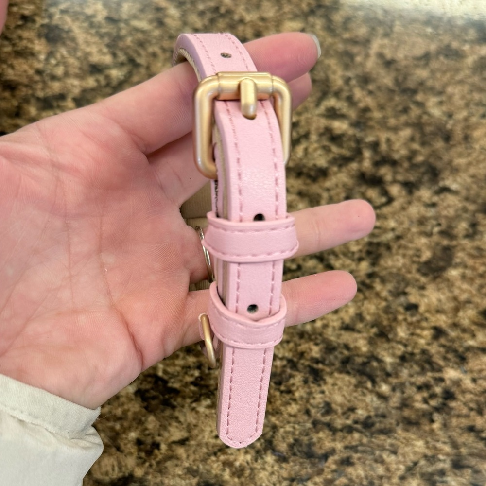 New Classic Leather Pink and Rose Gold Padded Dog Collar